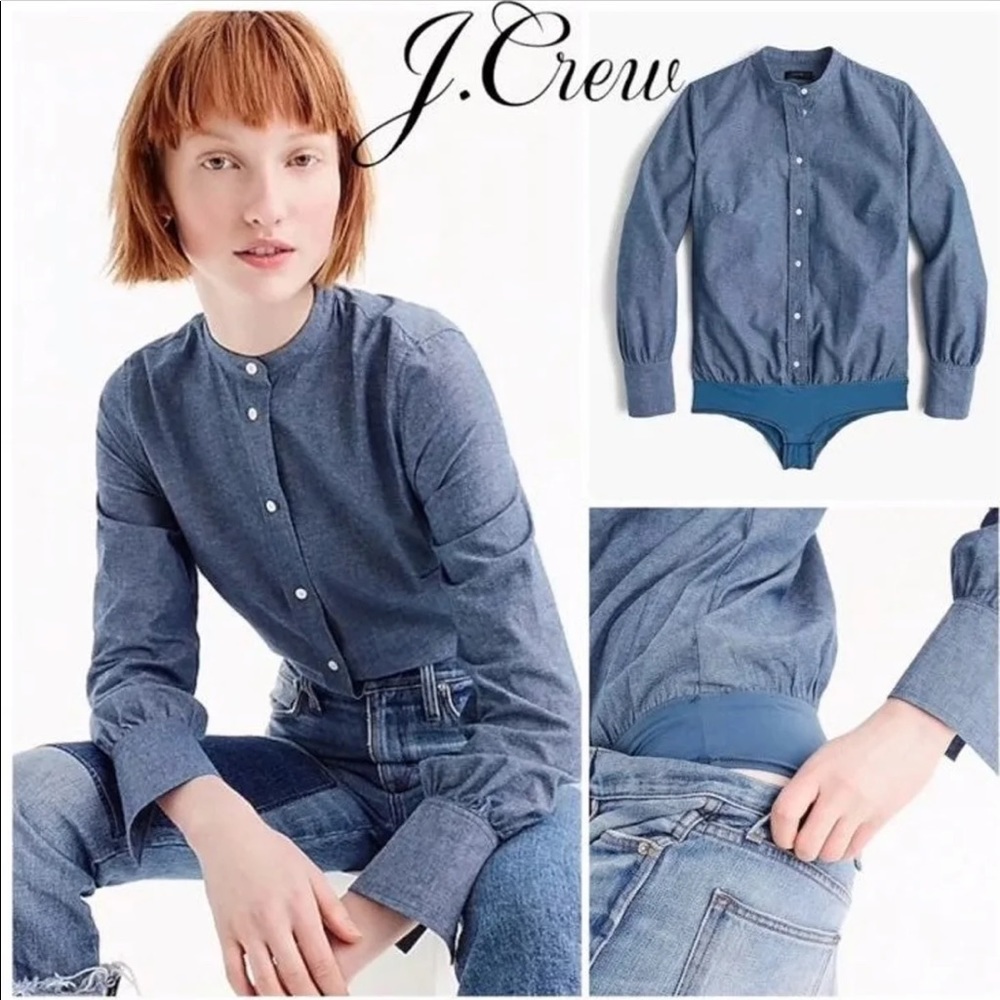 JCrew chambray bodysuit sz 2